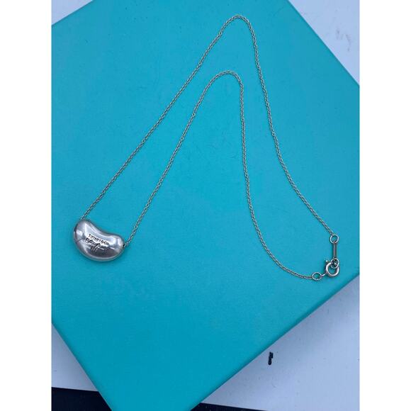 Tiffany & Co. Elsa Peretti Large Bean Pendant Necklace - Sterling Silver 16" - Picture 7 of 10